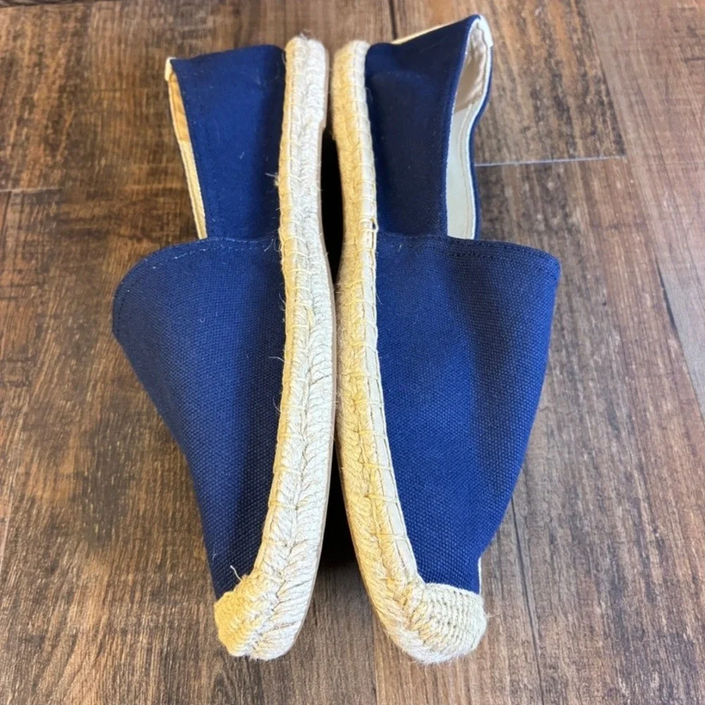 NWOT Lands End Women's Navy Blue Canvas Espadrille Flats Slip On Shoes Sz 11 M